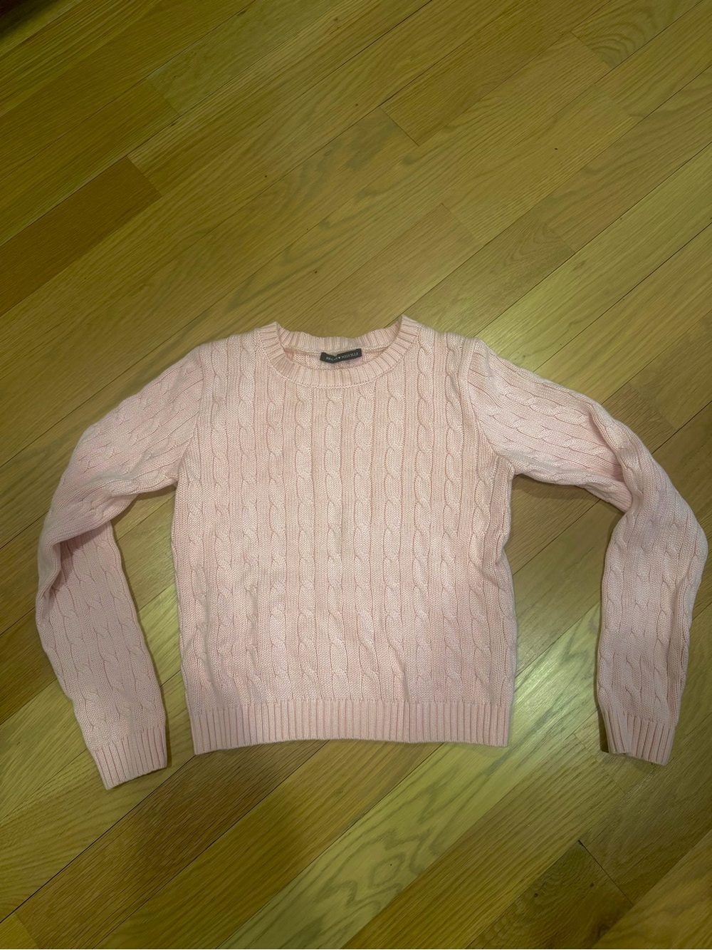 Brandy Melville Pale Pink Cable Knit Crewneck Sweater